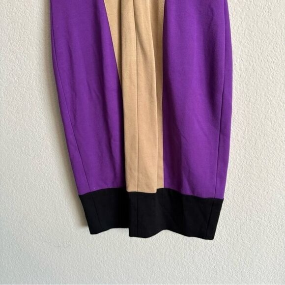 Cache Women's Size 2 Purple Black Tan Contour Colorblock Dress SheathFitted! - Picture 7 of 10